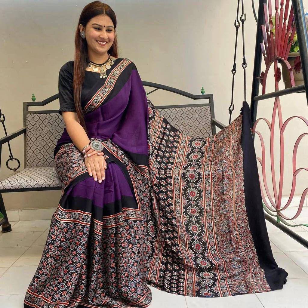 PURPAL MODAL SILK SARE