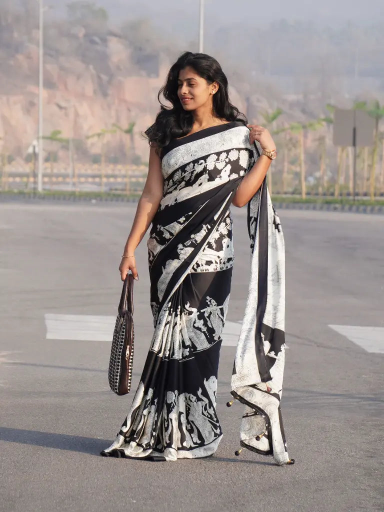MODAL KALAMKARI DESIGN  DIGITAL PRINTED SAREE