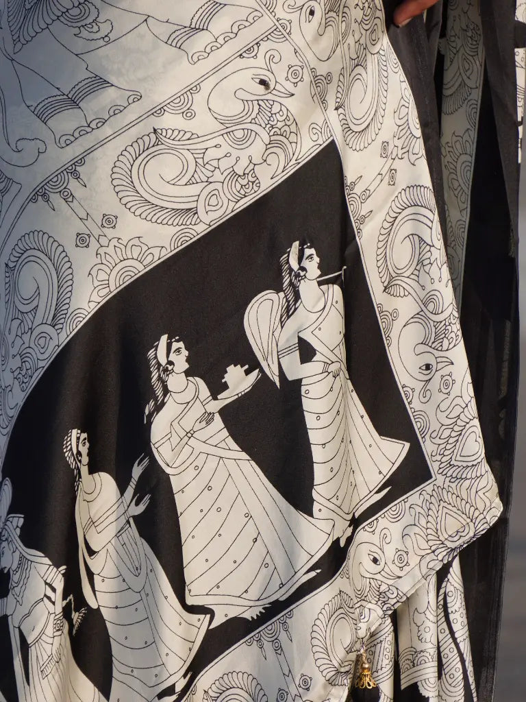 MODAL KALAMKARI DESIGN  DIGITAL PRINTED SAREE