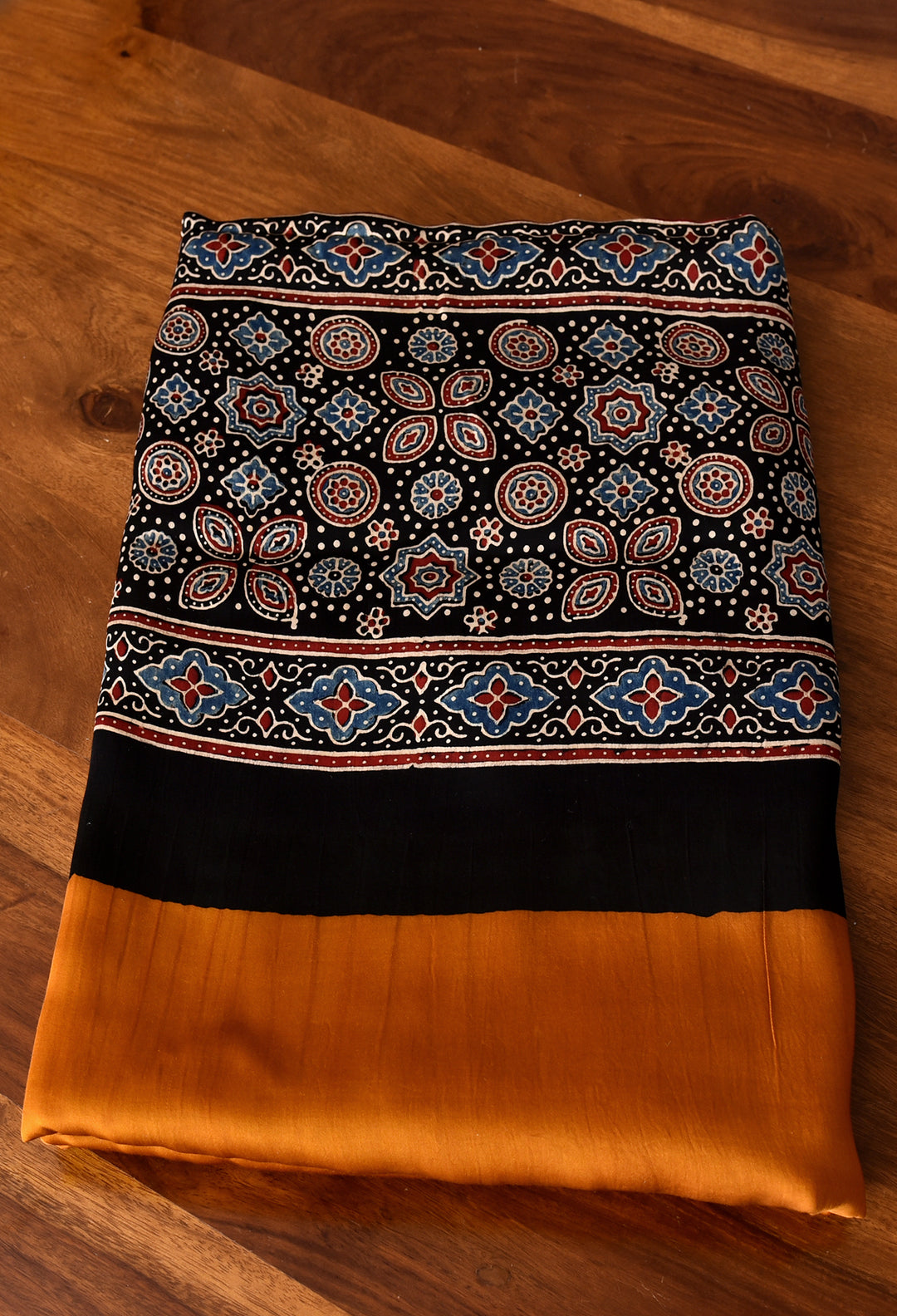 PALLU DARK MUSTRED MODAL SILK DIGITAL PRINTED SAREE