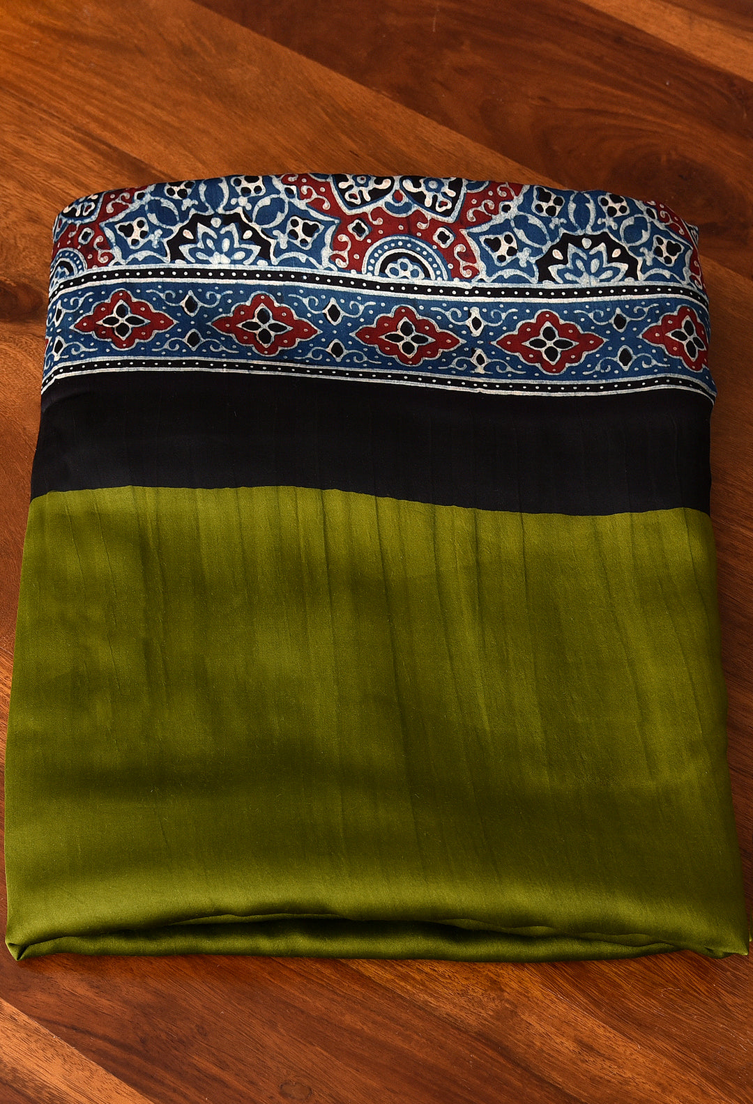 MAHENDI PLAIN BLUE MODAL SILK DIGITAL PRINTED SAREE