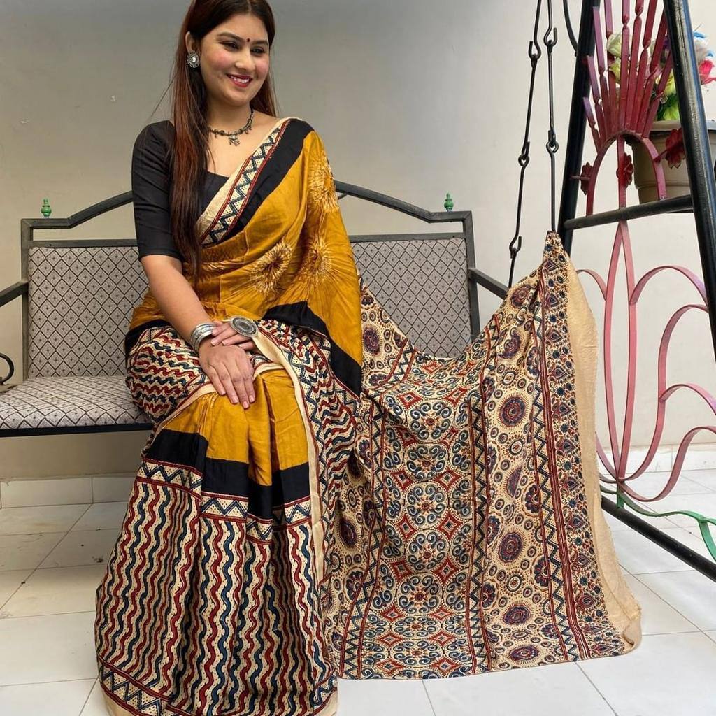 MUSTARD YELLOW MODAL SILK SAREE